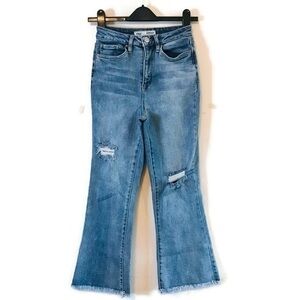 YMI DREAM JEANS High Rise Kick Boot Frayed Hem Jean Junior’s Size 3 26 Small